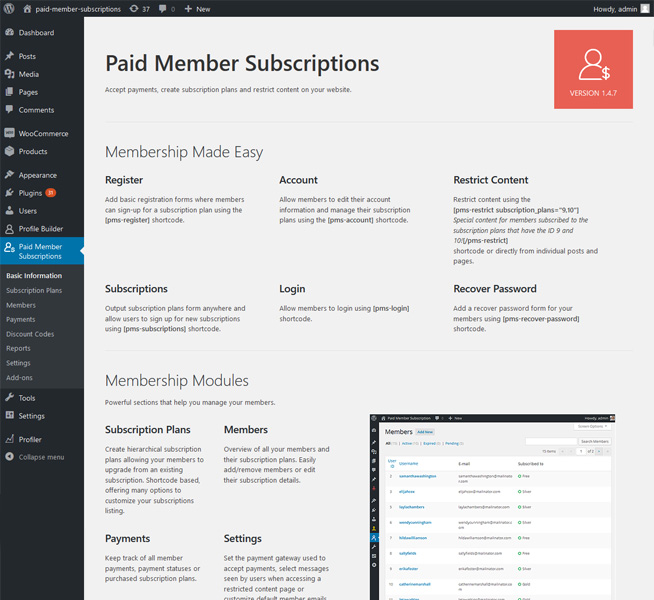 free and premium membership plugin that enables you to restrict content