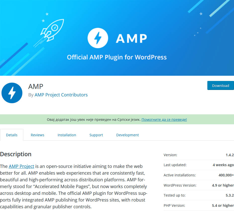 this is the official AMP plugin for WordPress, by WordPress for  Accelerated Mobile Pages
