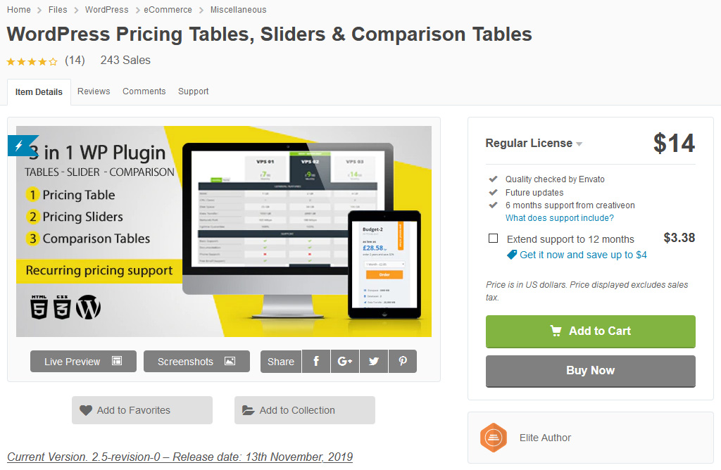 WordPress Pricing Tables price comparison product comparison WordPress plugin